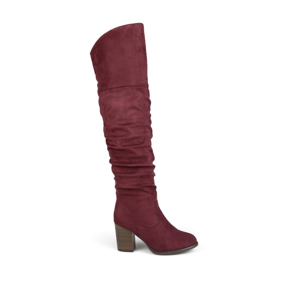 Journee Collection Womens Kaison Stacked Heel Over the Knee Boots